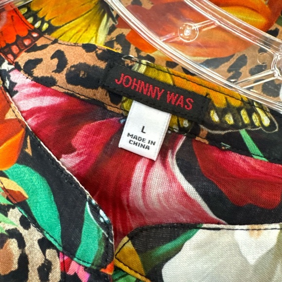 Johnny Was Sandra Dreamer Seaside A-line Dress Bird Flora Butterflies SZ L - Picture 3 of 4